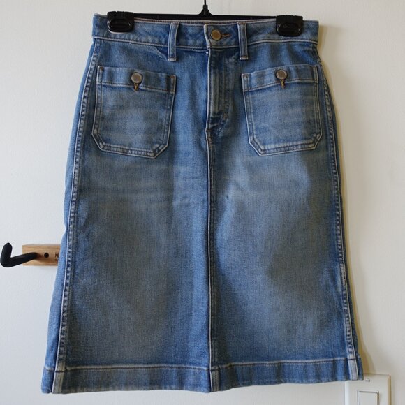 Banana Republic BR denim pencil a-line jean skirt petite 4 4P P4 - Picture 5 of 13
